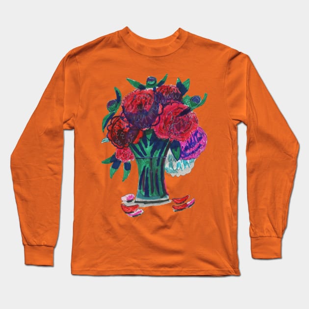 Bunch of Peonies Long Sleeve T-Shirt by Mila-Ola_Art